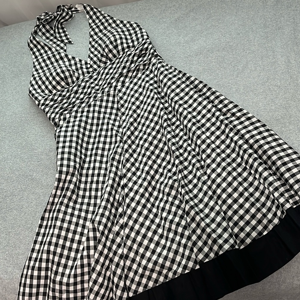 Vintage Robbie Bee Midi Dress Size 10 Gingham Halter Pinup Retro Rockabilly